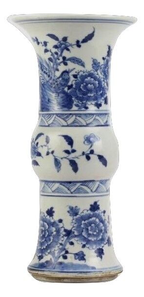 Bird & Floral Trumpet Vase | Chinoiserie Decorative Accent