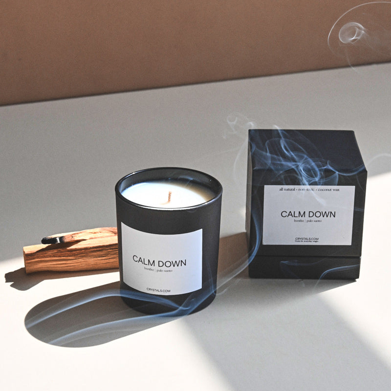 CALM DOWN Candle – Palo Santo Coconut Wax Candle for Relaxation & Grounding