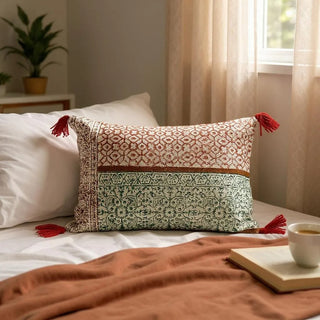 Hand Block Print Rectangular Throw Pillow – Artisan Cotton Home Decor