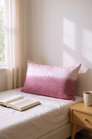 Linen Lumbar Ombre Throw Pillow – Handwoven Home Decor