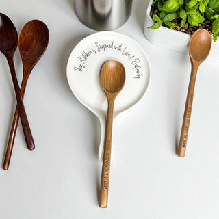 Funny Chef Spoon Rest with Wooden Spoon – Porcelain Kitchen Spoon Holder Gift