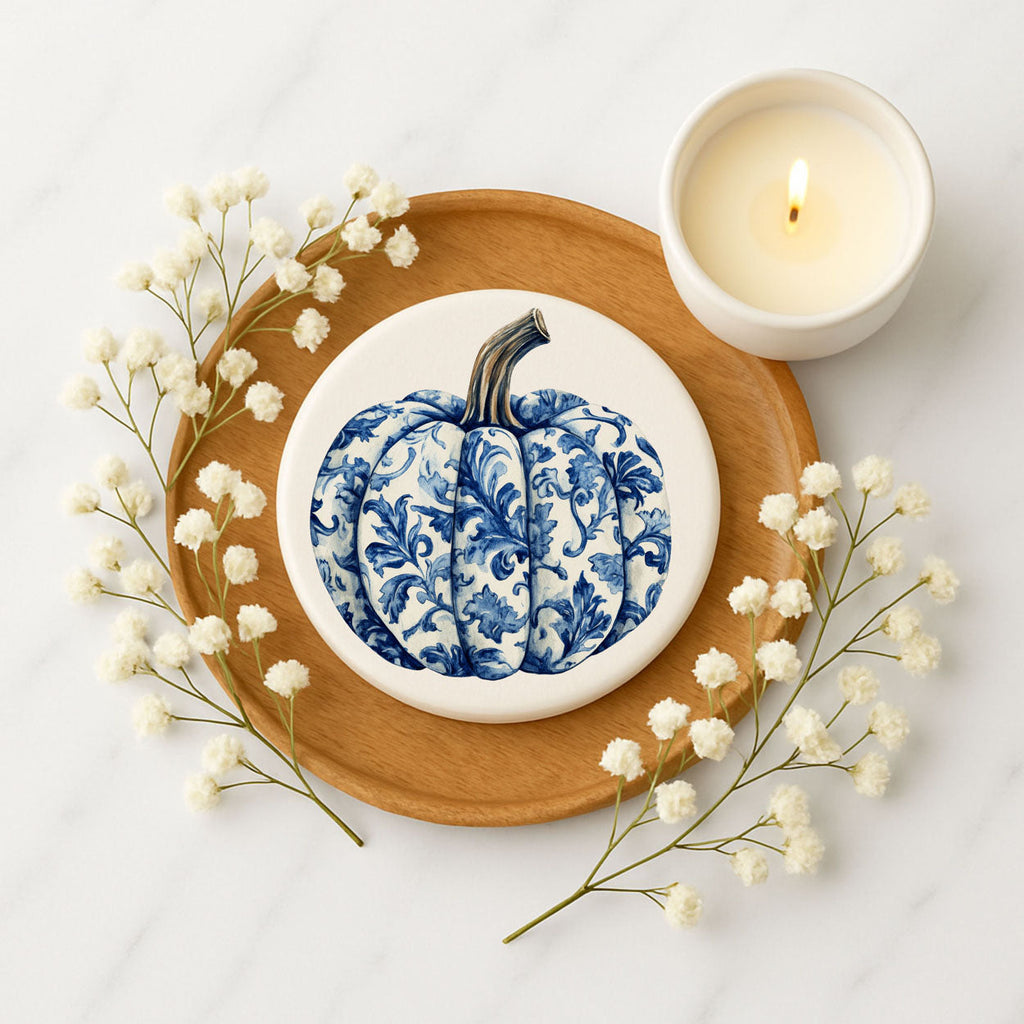 Blue & White Chinoiserie Halloween Coasters – Set of 8 Designs