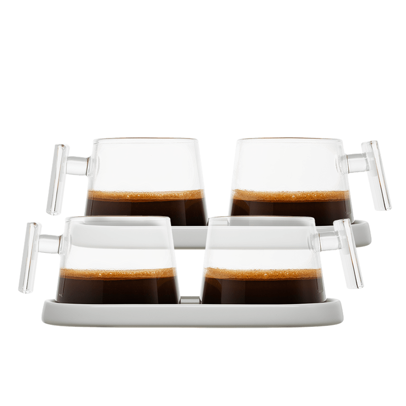 Pure Over All - Glass Espresso Cups with Ceramic Coaster – A Stylish Sip - Anara Lifestyle