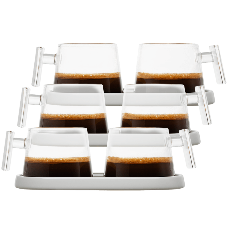 Pure Over All - Glass Espresso Cups with Ceramic Coaster – A Stylish Sip - Anara Lifestyle