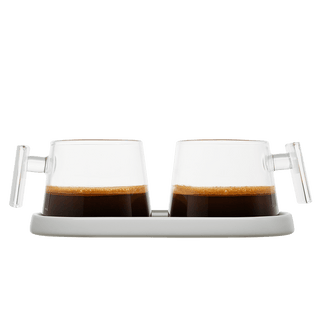 Pure Over All - Glass Espresso Cups with Ceramic Coaster – A Stylish Sip - Anara Lifestyle