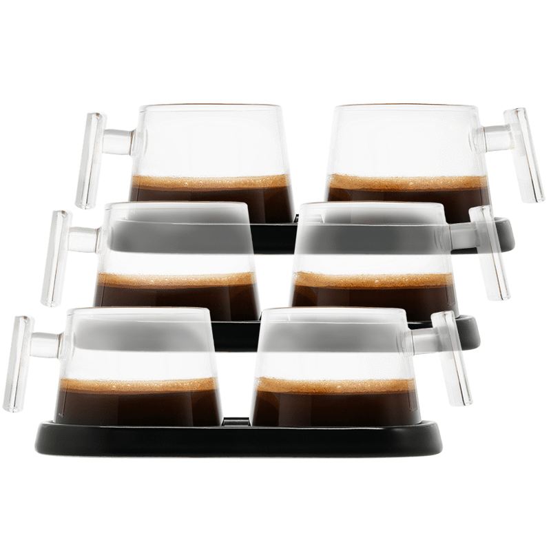 Pure Over All - Glass Espresso Cups with Ceramic Coaster – A Stylish Sip - Anara Lifestyle