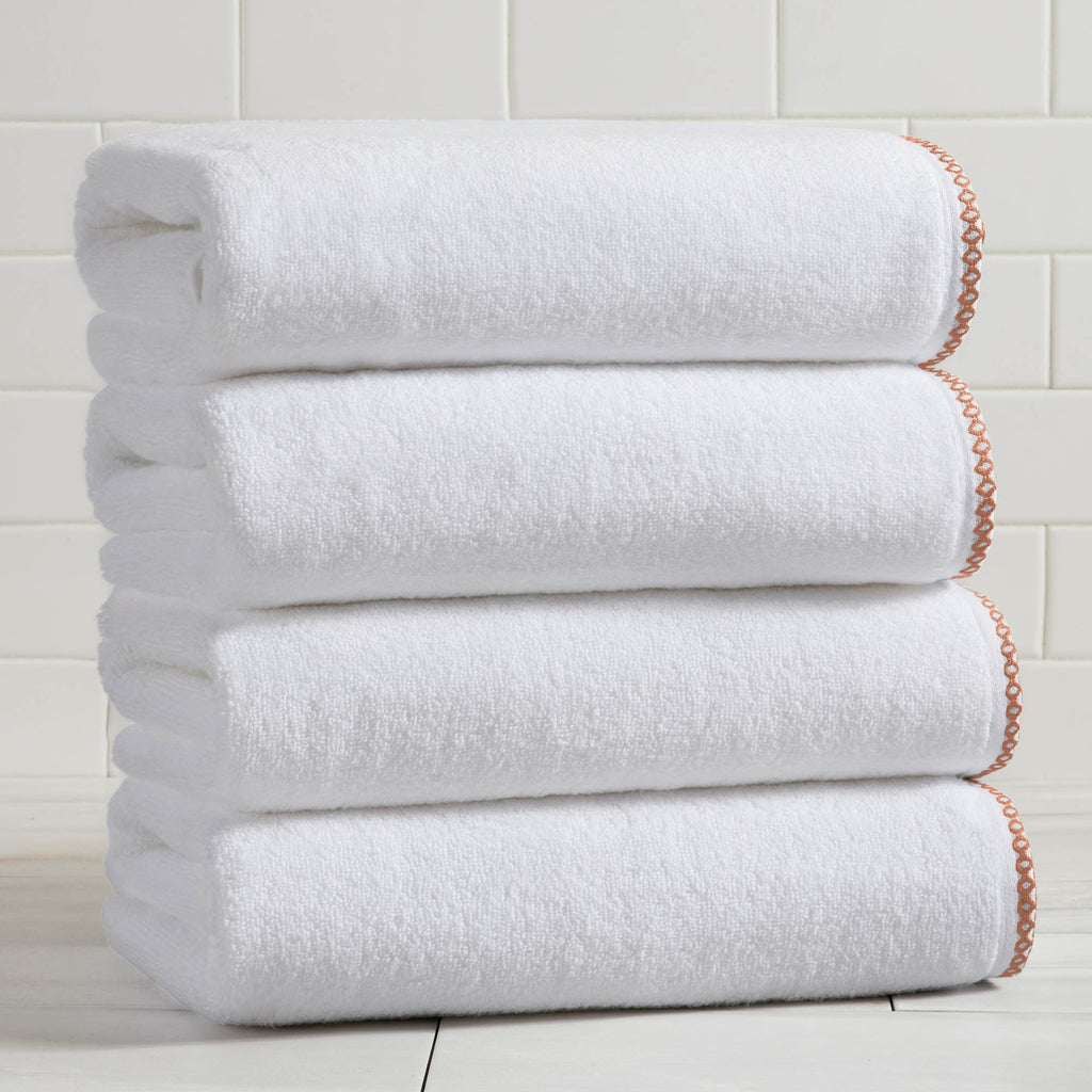 Elegant Cotton Border-Stitched Towel Set – Valery Collection (6-Piece)