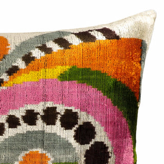 Ra Silk Velvet Ikat Throw Pillow Cover, 16 x 24