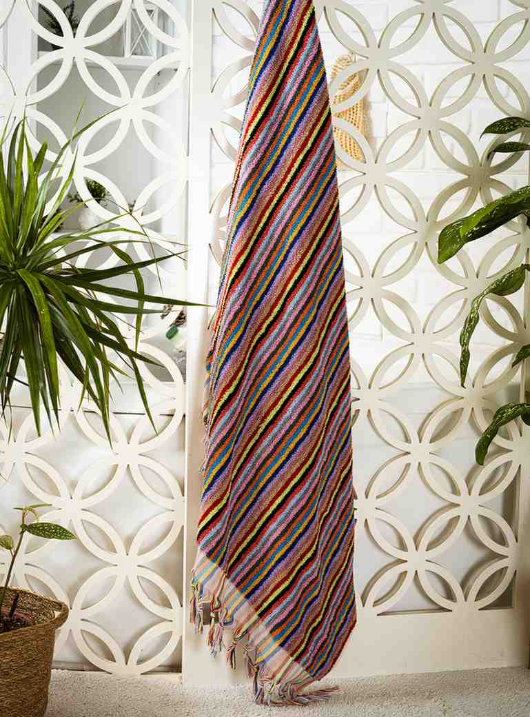 Striped Bath Towel | Organic Turkish Cotton Plush Jacquard Towel