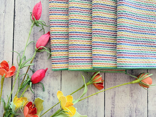 Elegant Rainbow Seersucker Napkins – 4-Piece Colorful Cotton Blend Set