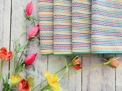 Elegant Rainbow Seersucker Napkins – 4-Piece Colorful Cotton Blend Set