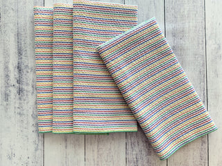 Elegant Rainbow Seersucker Napkins – 4-Piece Colorful Cotton Blend Set