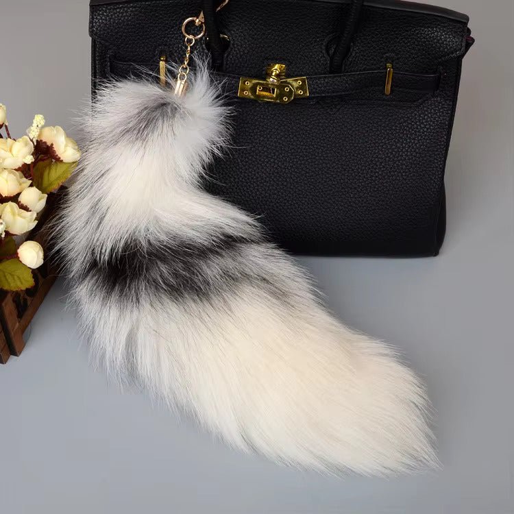 Real Fox Tail Fluffy Keychain (35 - 45cm) – Perfect for Handbags & Accessories - Anara Lifestyle