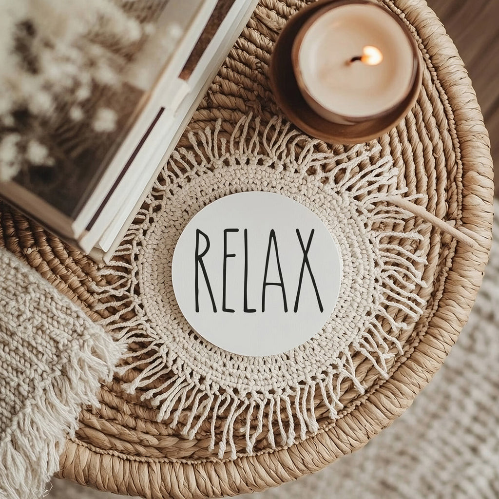 One Word Ceramic Coasters – Minimalist Bar & Coffee Table Collection (4