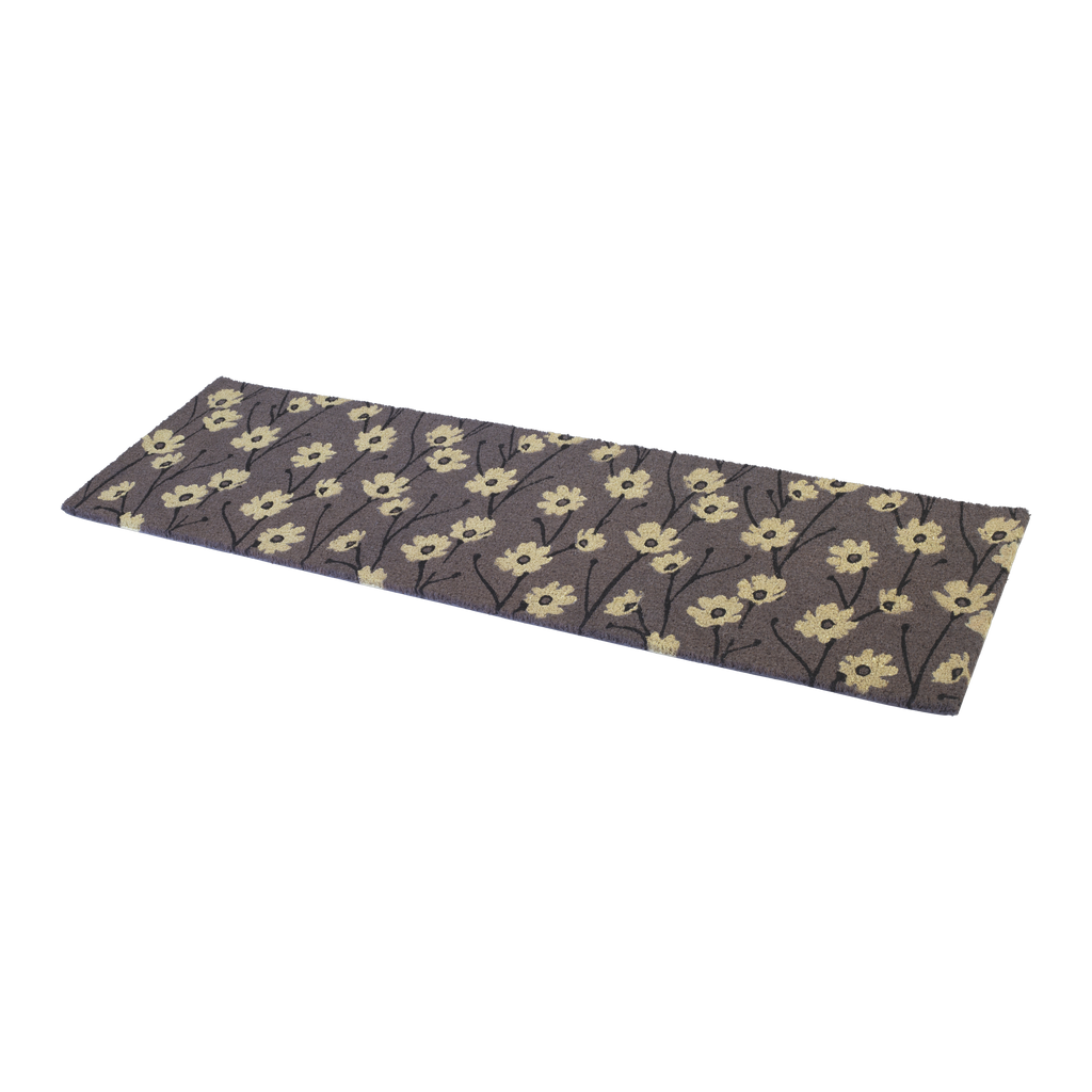 Wild Flowers Gray Natural Coir Doormat