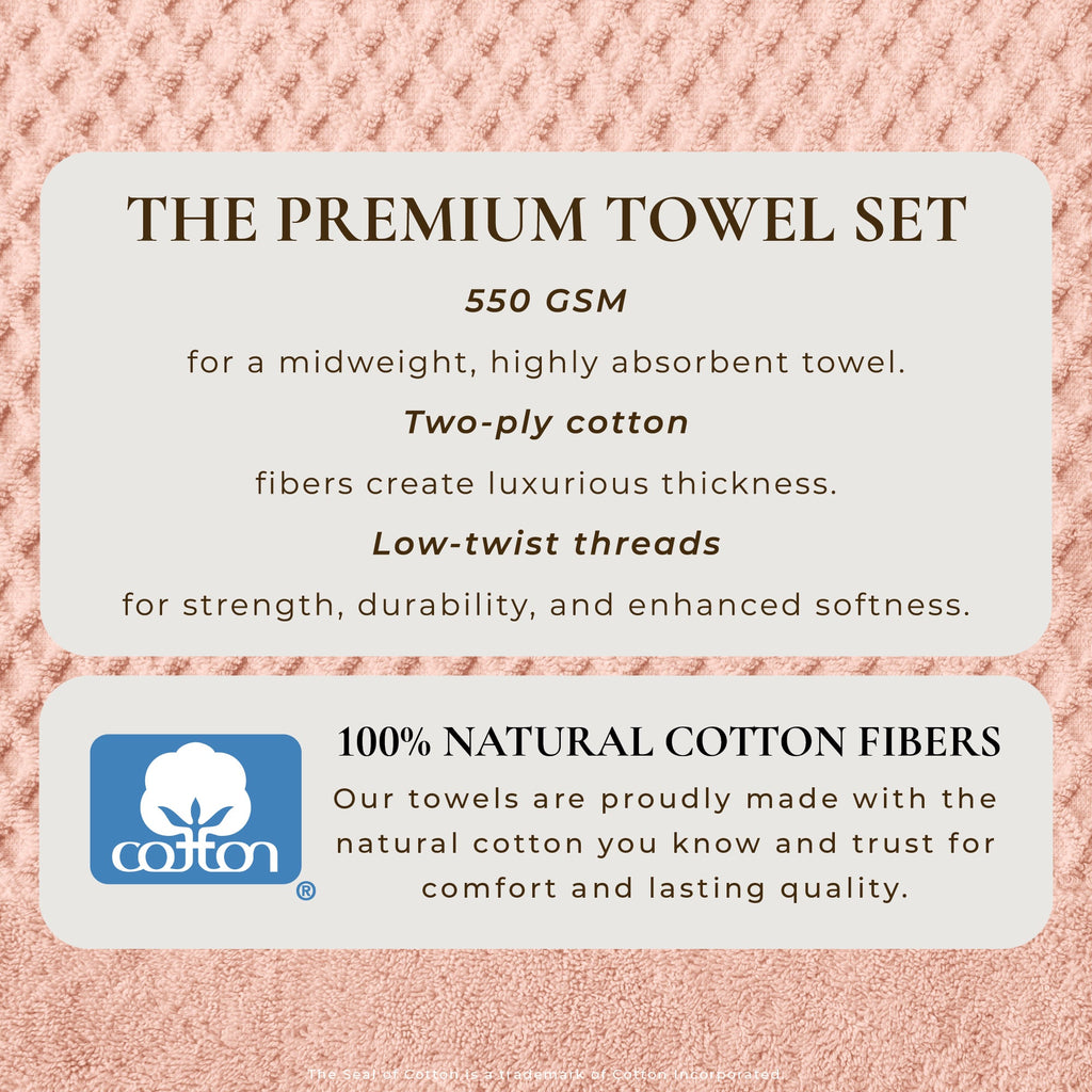Grayson Cotton Diamond Waffle Weave Bath Towel Set