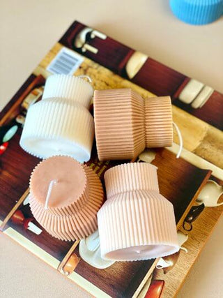 Ribbed Pedestal Candle for Minimalist Home Décor