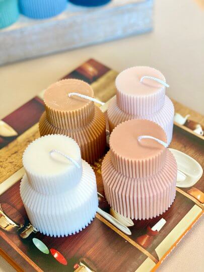 Ribbed Pedestal Candle for Minimalist Home Décor