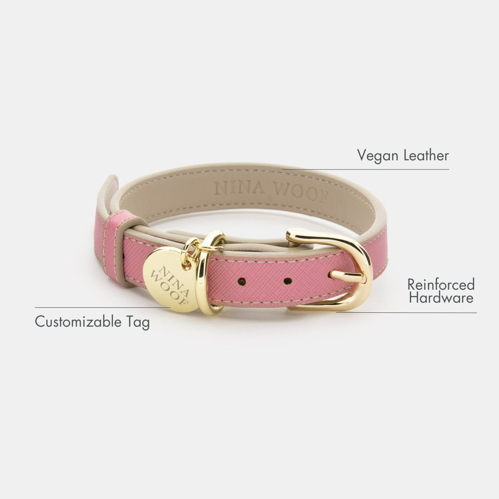 Rio Vegan Leather Dog Collar | Stylish Saffiano-Inspired Pet Accessory