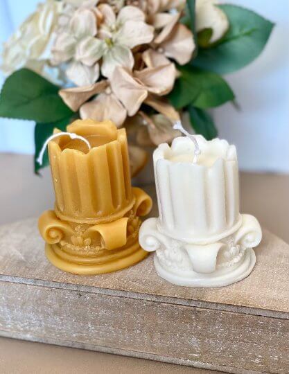 Romano Pillar Sculpture Candle - Elegant Soy Wax Home Decor