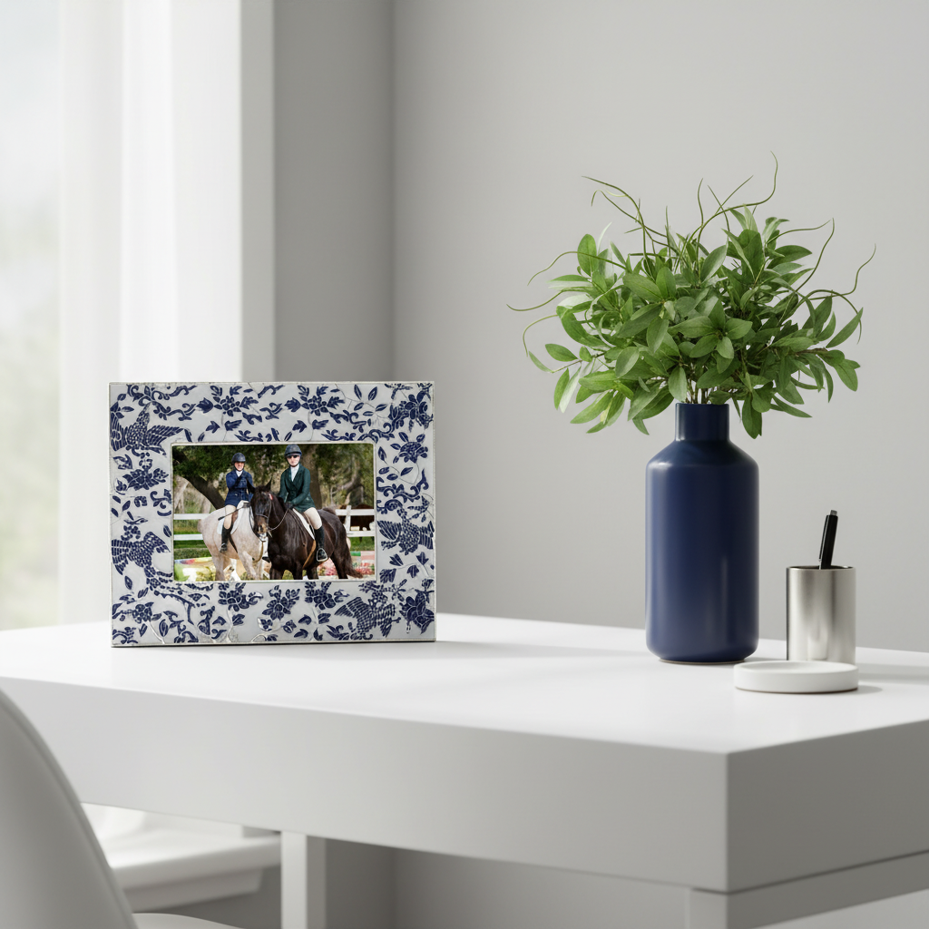 Blue & White Imperial Phoenix Picture Frame