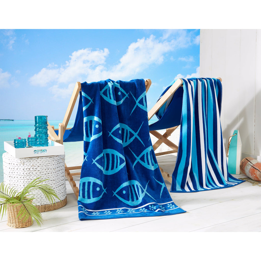 Elegant Cotton Velour Beach Towel Set – Maui Collection (2-Pack)