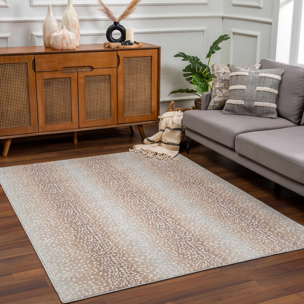 Pointblank Tan Leopard Print Rug – Stylish Animal Print Living Room Rug