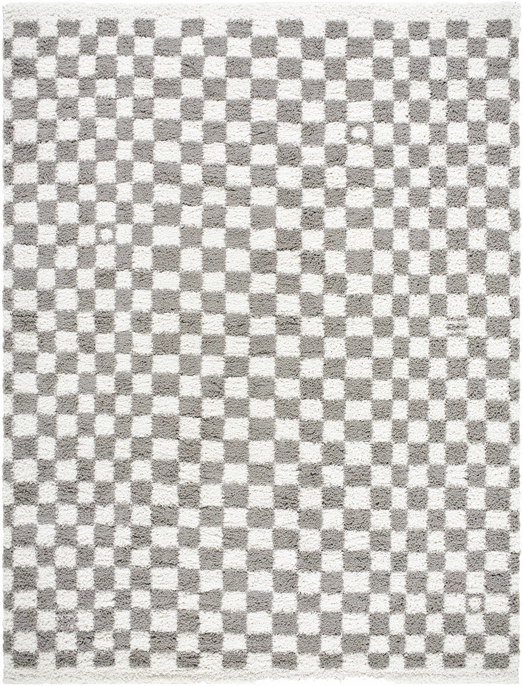 Kieu Taupe Checkered Plush Rug – Soft Modern Area Carpet for Living Room