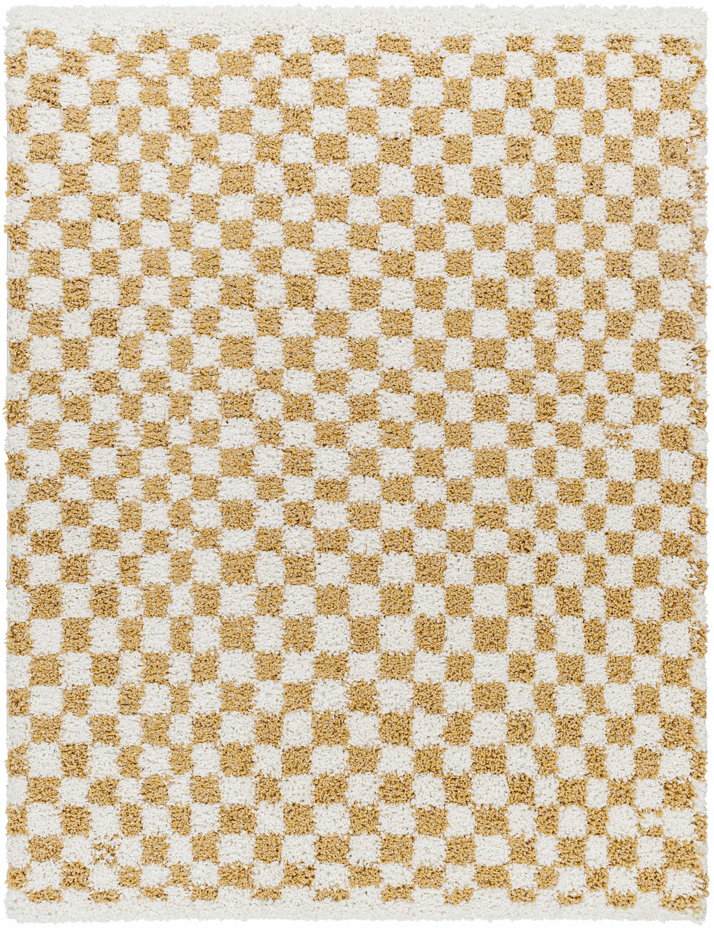 Kieu Mustard Ivory Checkered Area Rug – Modern Patterned Floor Carpet