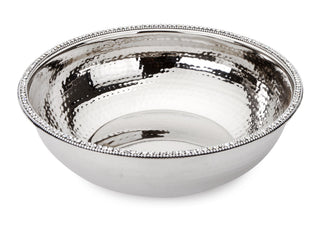 Elegant Stainless Steel Decorative Bowl with Stone Accents