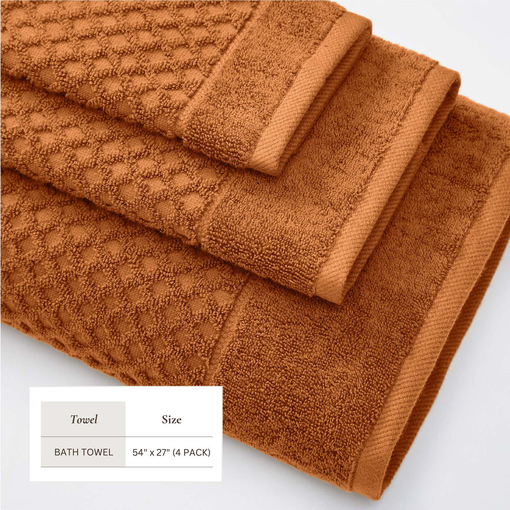 Grayson Cotton Diamond Waffle Weave Bath Towel Set