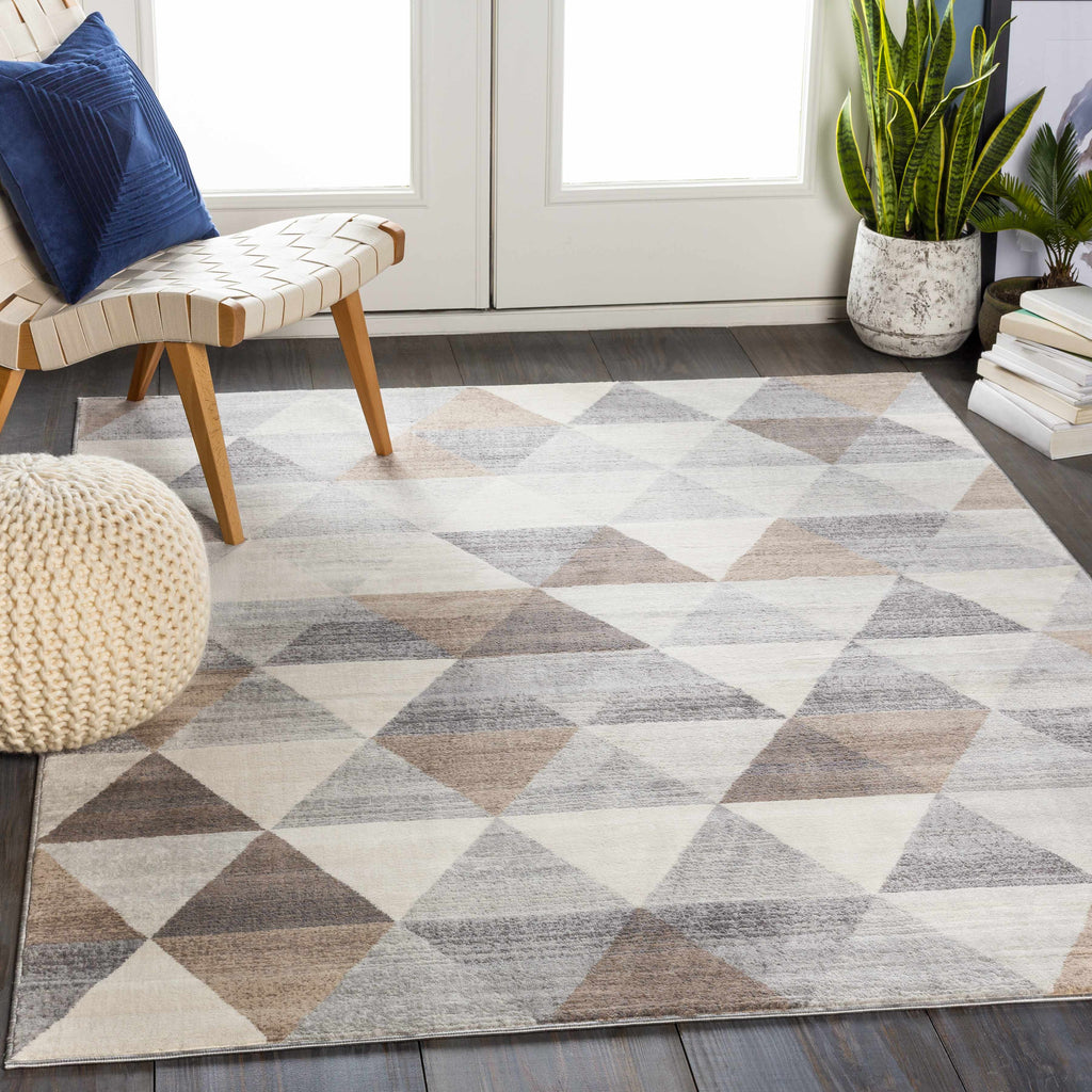 Sells Gray Brown Triangles Area Carpet – Modern Geometric Washable Rug