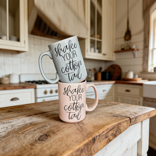 Dancing Bunny Easter Mug – Speckled Ceramic Spring Coffee Mug (16.23 oz)