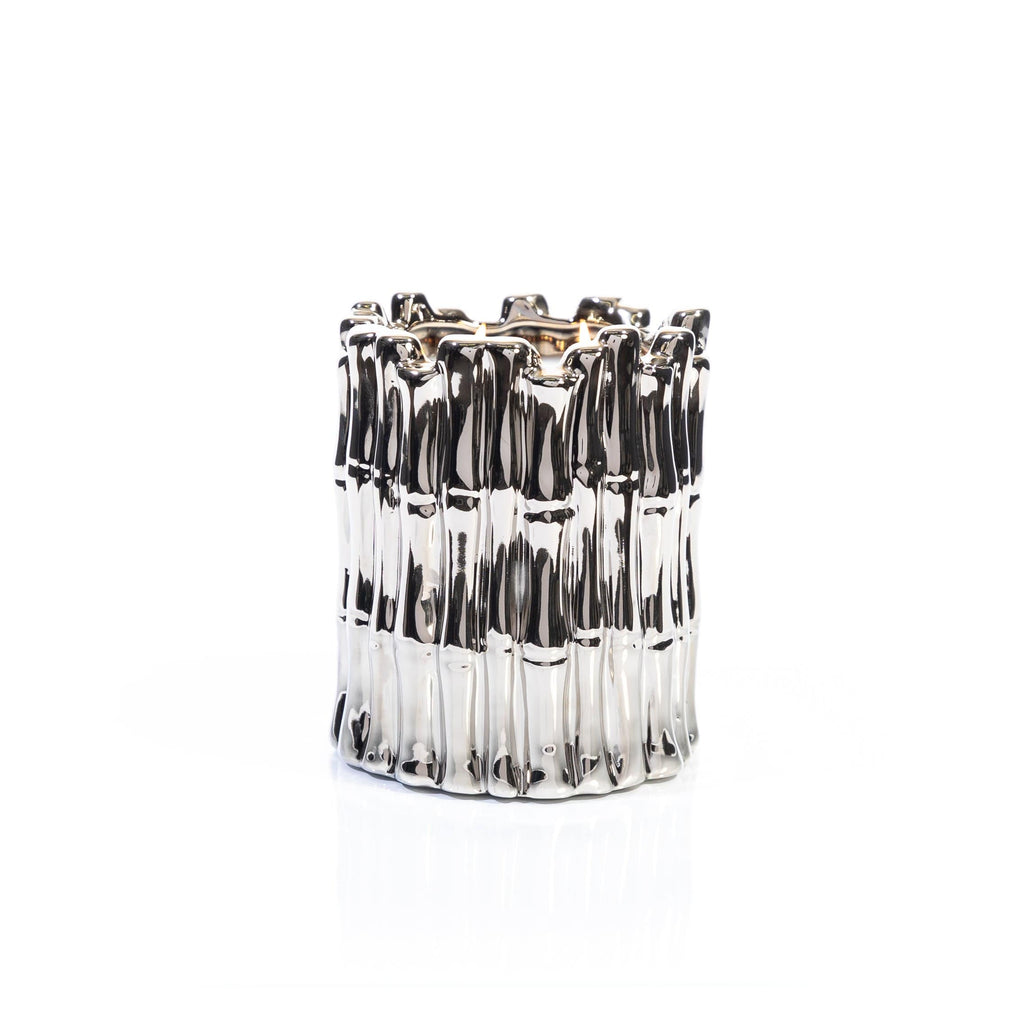 Silver Sagano Candle – Fresh Bamboo Scented Candle in Silver Finish