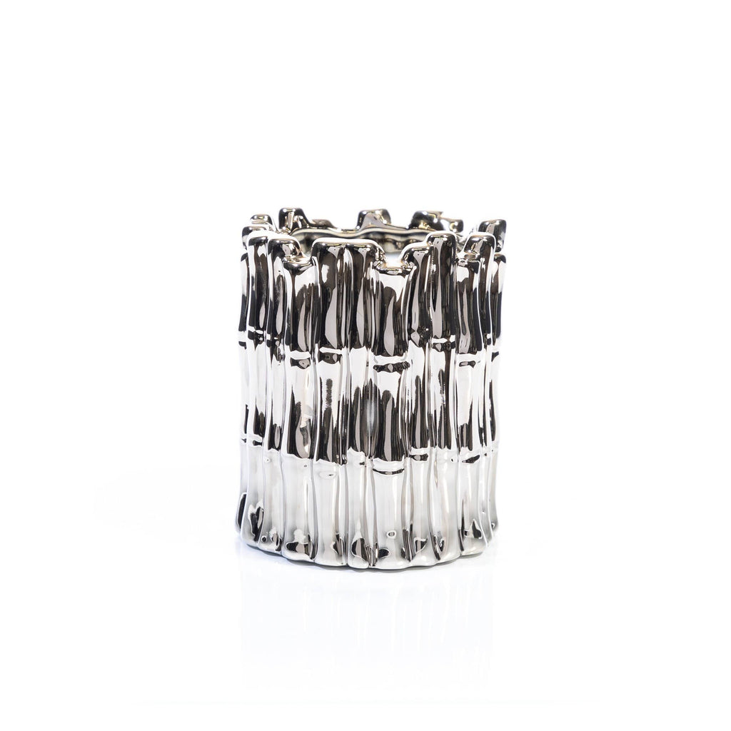 Silver Sagano Candle – Fresh Bamboo Scented Candle in Silver Finish