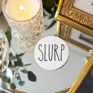 One Word Ceramic Coasters – Minimalist Bar & Coffee Table Collection (4