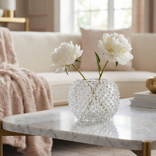Hobnail Glass Vase in Smokey Quartz – Large