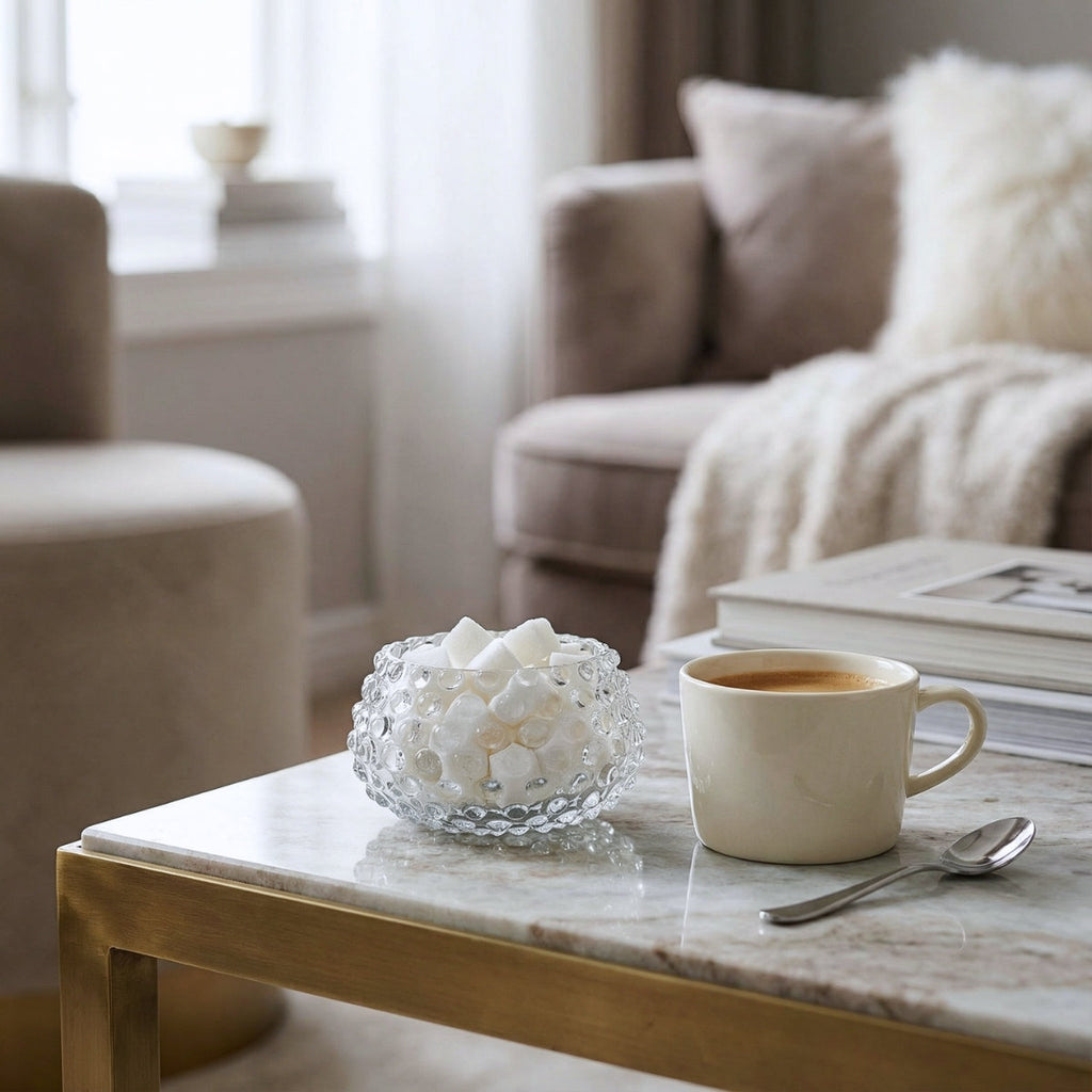 Hobnail Glass Bowl in Smokey Quartz – Small