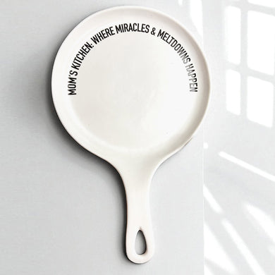 Funny Mom Spoon Rest with Wooden Spoon – Porcelain Kitchen Spoon Holder Gift for Moms