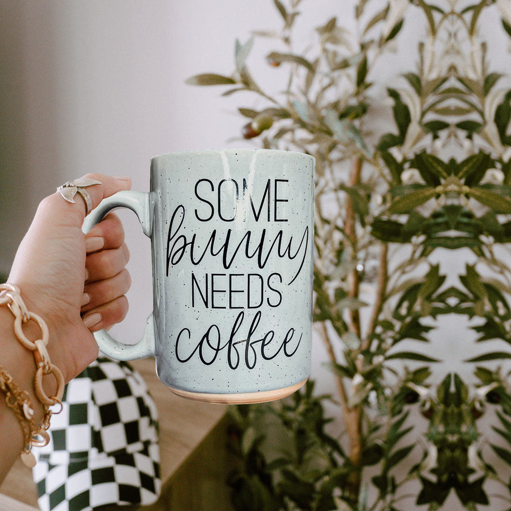 Hippity Hoppity Give Me Coffee Mug – Speckled Easter Bunny Ceramic Mug (16.23 oz)