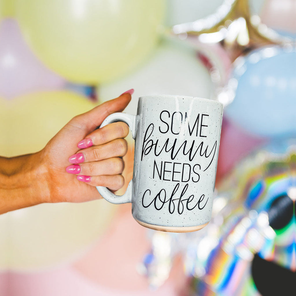 Hippity Hoppity Give Me Coffee Mug – Speckled Easter Bunny Ceramic Mug (16.23 oz)