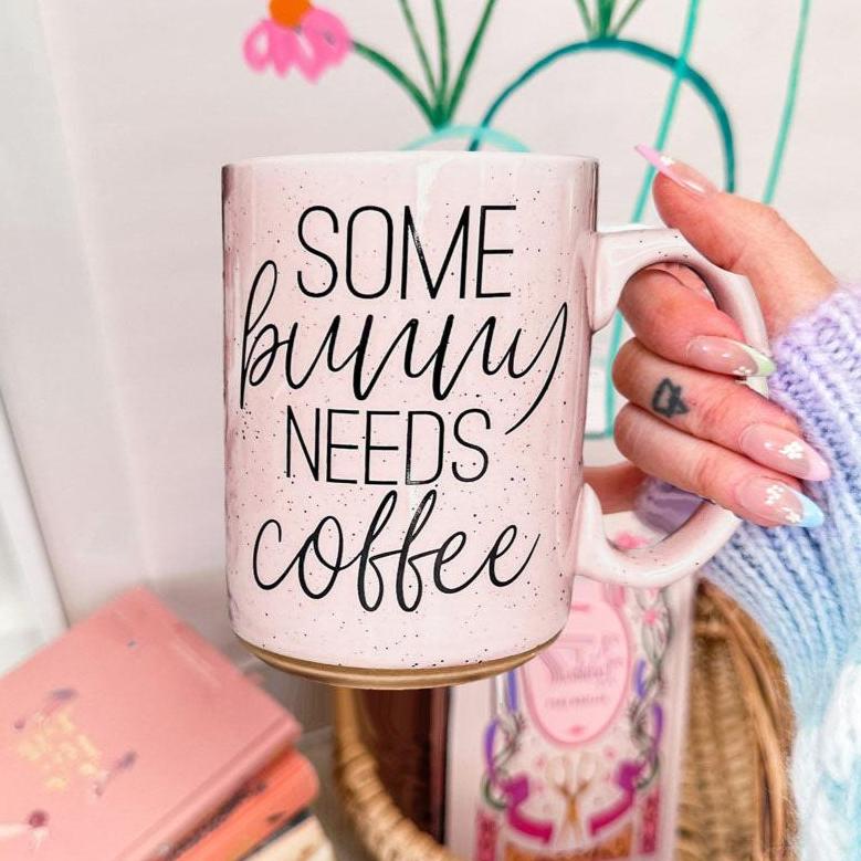 Hippity Hoppity Give Me Coffee Mug – Speckled Easter Bunny Ceramic Mug (16.23 oz)