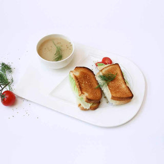 Soup and Sandwich Plate Set of 4 | White Porcelain Divided Serving Plate