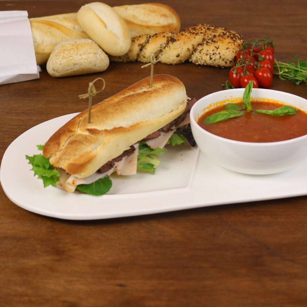 Soup and Sandwich Plate Set of 4 | White Porcelain Divided Serving Plate