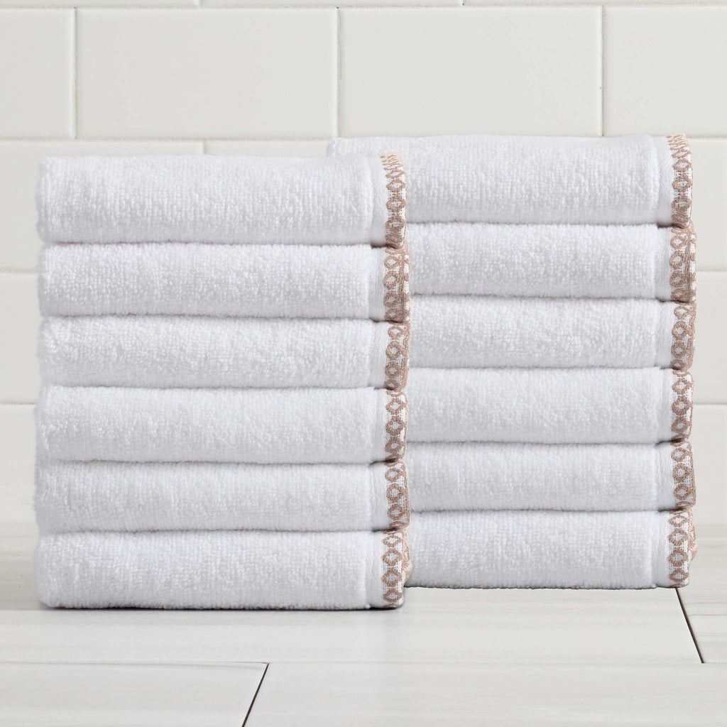 Elegant Cotton Border-Stitched Towel Set – Valery Collection (6-Piece)