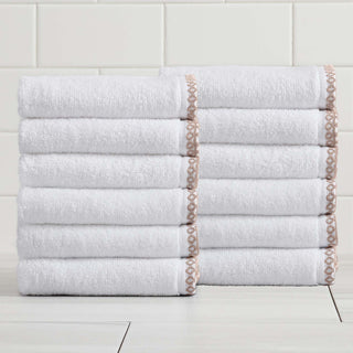 Elegant Cotton Border-Stitched Towel Set – Valery Collection (6-Piece)