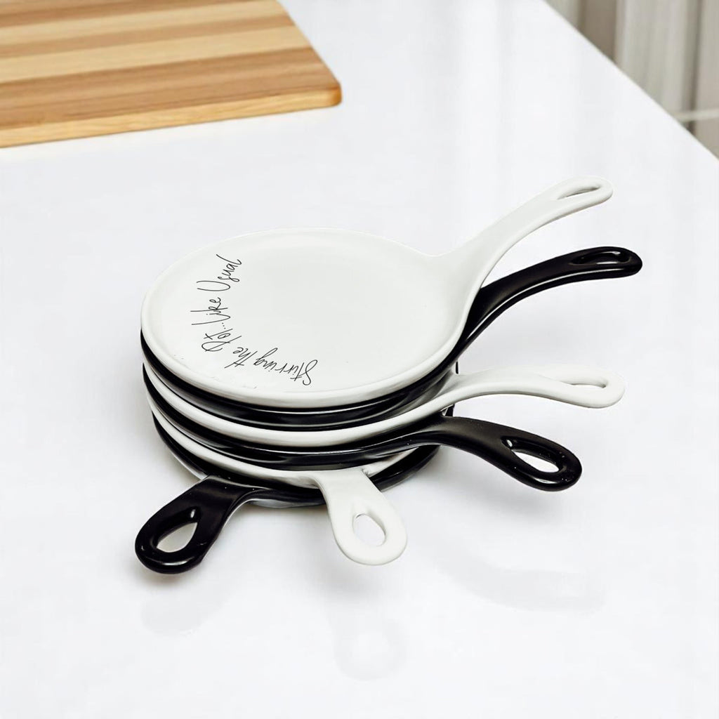 Funny “Stir the Pot” Spoon Rest with Wooden Spoon – Porcelain Kitchen Spoon Holder