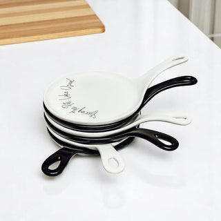 Funny “Stir the Pot” Spoon Rest with Wooden Spoon – Porcelain Kitchen Spoon Holder