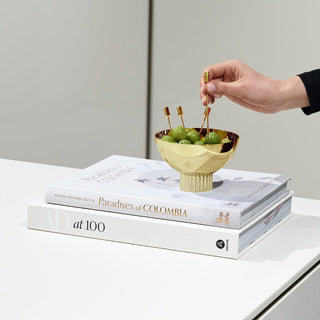 Striations Cocktail Picks in Holder, Gold, Set of 4 - Anara Lifestyle