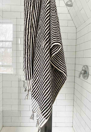 Striped Bath Towel | Organic Turkish Cotton Plush Jacquard Towel
